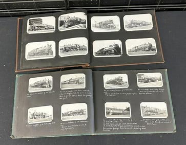( 2 ) older large TRAIN PHOTOGRAPH albums, many identifed with details, great lot for a collector or