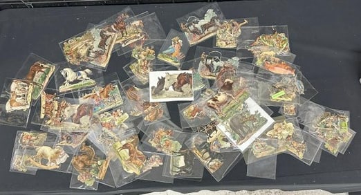Hundreds of Victorian Horses & Animals DIE CUTS, separated, in sleeves….overall nice condition,
