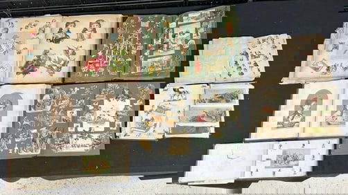 ( 7 ) Victorian DIE CUTS & LITHOS albums, a lot there, great lot to sort out, album covers are worn