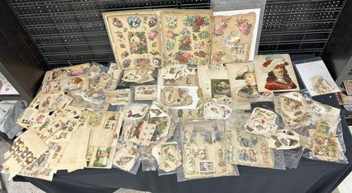 Many Hundreds & Hundreds of Victorian DIE CUTS, some LITHOS, most all on album double sided pages,