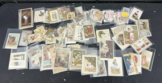 Lot mostly Victorian era Christmas Cards, and some related and Holiday, most all she had separated