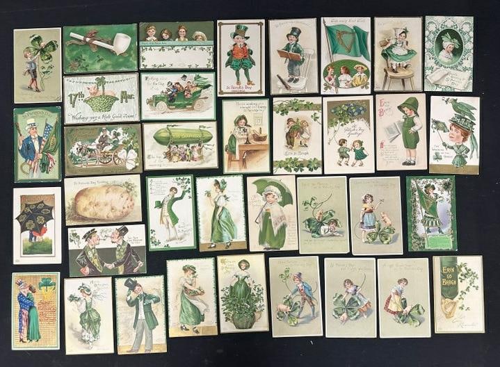 ( 36 ) ST. PATRICKS DAY POSTCARDS, early and nice, some hard to find cards, nice overall condition, (1 of 6)