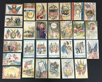 ( 29 ) PATRIOTIC POSTCARDS, turn of century, nice overall condition, includes ( DECLARATION DAY,