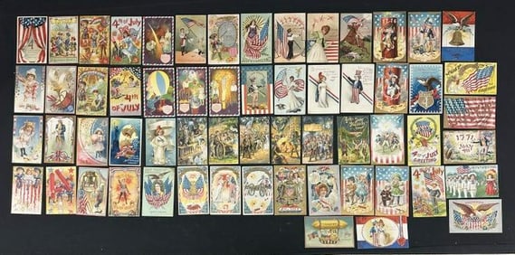 ( 60 ) High End FOURTH OF JULY POSTCARDS, overall nice condition, with many hard to find cards….(