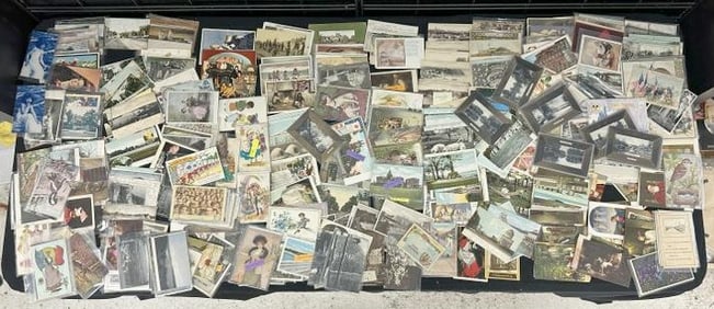 Hundreds & Hundreds of old POSTCARDS, misc. lot, mostly all USA, some foreign sprinkled in lot, some