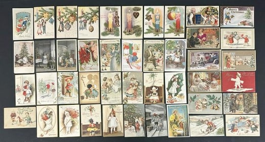 ( 47 ) circa 1900 Christmas POSTCARDS, some hard to find cards, overall nice condition. From