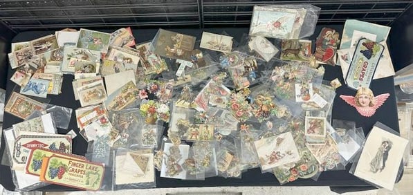 Big lot Victorian TRADE CARDS, LITHOS, CRATE LABELS, DIE CUTS , TOBACCO CARDS & related, hundreds &
