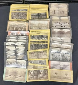 Box lot, hundreds of original stereoviews. Some Western subjects, Taxidermy and other etc.