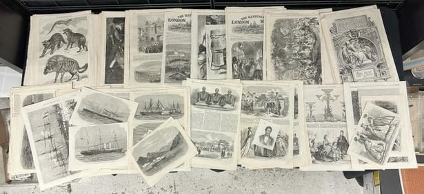Huge lot of Prints from the London Illustrated News, hundreds of ships, historical events, etc.