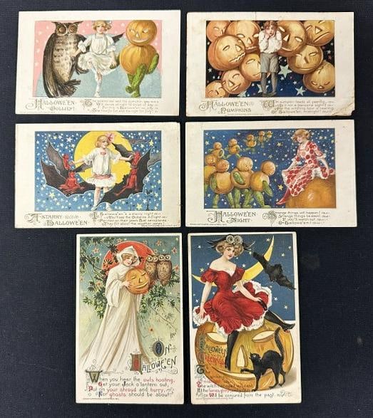 ( 6 ) John Winsch HALLOWEEN POSTCARDS, ( 2 with corner off ), hard to find cards…..From Postcard (1 of 4)