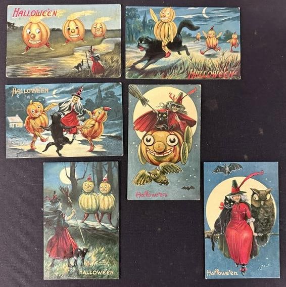 ( 6 ) quality HALLOWEEN POSTCARDS, nice overall condition, hard to find cards….From Postcard (1 of 4)