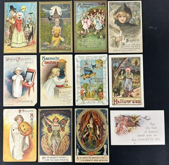 ( 12 ) quality HALLOWEEN POSTCARDS, nice overall condition ( 1 has lower right corner off and 1 has (1 of 5)