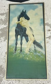 IRENE PATTEN print with nude woman and horse, titled ( YOUTH ), Copyright date 1936..nice condition,