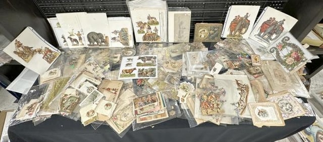 BIG Misc. ephemera lot, LITHOS, DIE CUTS, some VALENTINES, and related, many hundreds & hundreds of