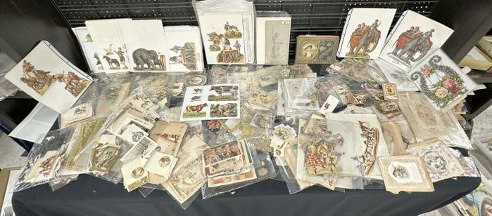 BIG Misc. ephemera lot, LITHOS, DIE CUTS, some VALENTINES, and related, many hundreds & hundreds of (1 of 16)