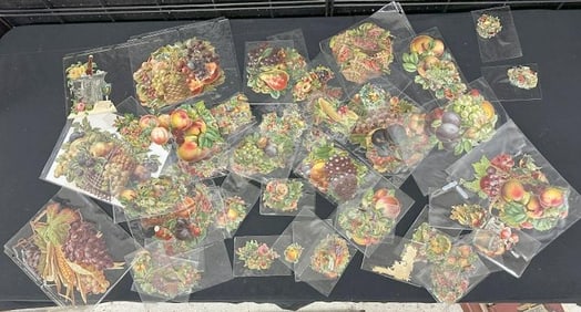 Lot of Victorian DIE CUTS of fruits, hundreds….From estate of old time ephemera dealer in Hudson