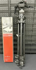 (2) very nice tripods, including MANFROTO 290 SERIES in the box & a Bogen / Manfrotto 3221 Series in
