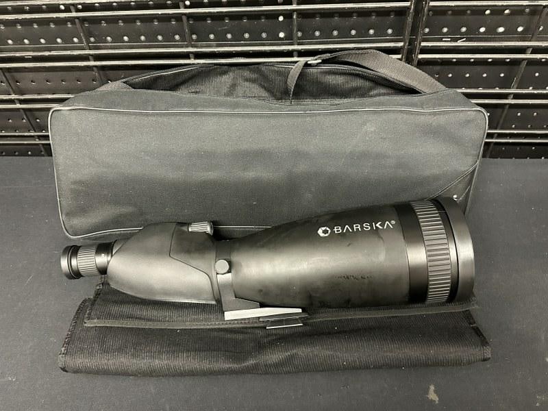 BARSKA SPOTTING SCOPE, with bag, appears to have little or no use, 25-75x 100 mm lens….( (1 of 5)
