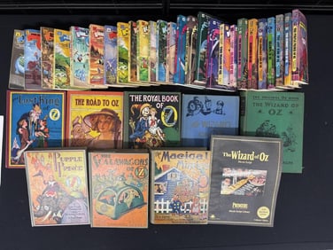 Wizard of Oz book lot. Includes hardcovers of The Wizard of Oz, The Road to Oz, The Royal Book of