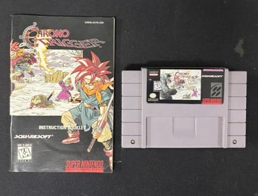 NES Chrono Trigger cartridge with instructions. Game is untested. Instructions are in good