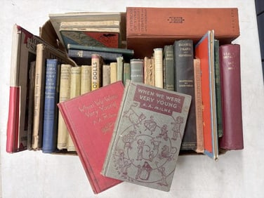 Lot of 30+ vintage & antique hardcover children's books AA Milne. Includes two different editions of