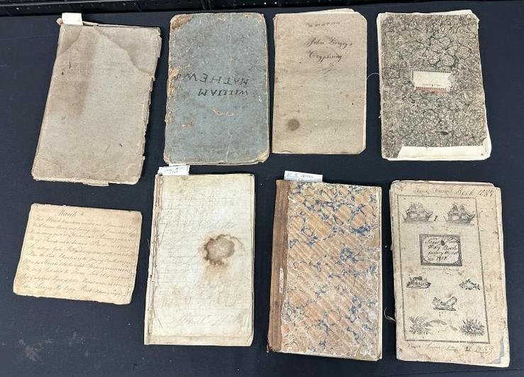 Grouping of (6) handwritten Cipher Books 1815 to 1850's….One has calligraphy wording, book states (1 of 14)