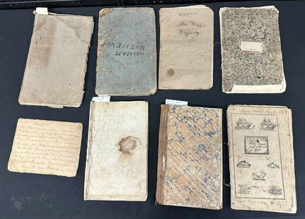Grouping of (6) handwritten Cipher Books 1815 to 1850's….One has calligraphy wording, book states: Grouping of (6) handwritten Cipher Books 1815 to 1850's….One has calligraphy wording, book states the owner (s) along with
