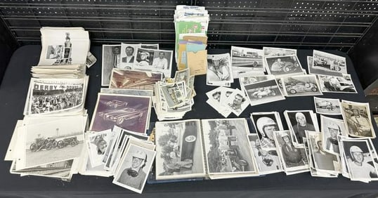 Box lot of vintage photo albums and collections. Auto themed: 1930s Gas Station Photos & negatives,