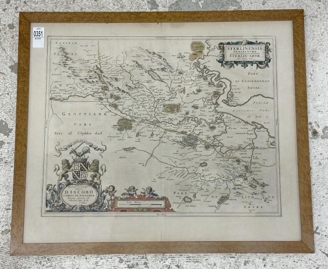 Early handcolored map ( STERLINENSIS STERLIN-SHYR ), nice overall condition, in double glass sided (1 of 5)