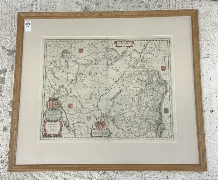 Early handcolored ( ARAGONIA ) Map, framed and matted, in nice overall condition. Map measures 17" x (1 of 4)
