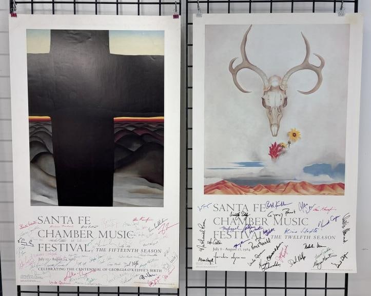 Two Santa Fe Chamber Music Festival Georgia O'Keeffe Posters Signed. One is dated 1984  and features (1 of 13)