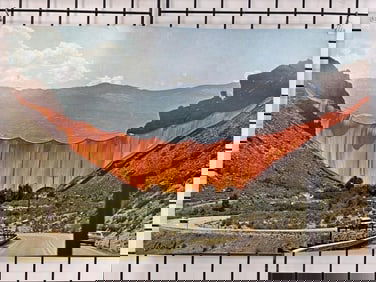 Signed Christo Valley Curtain poster. The poster measures 39" x 25" and is signed in pen in the