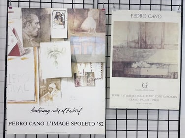 Two signed 1982 Pedro Cano exhibition posters. One is from the Fiore Internationale D'Art