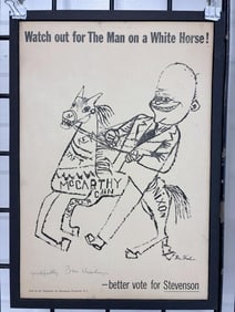 Signed Ben Shahn Adalai Stevenson campaign poster. The anti-Eisenhower poster measures 10 3/4" x 15