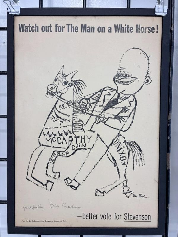 Signed Ben Shahn Adalai Stevenson campaign poster. The anti-Eisenhower poster measures 10 3/4" x 15 (1 of 5)