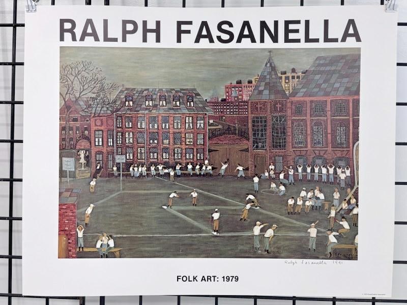 Signed Ralph Fasanella poster Folk Art: 1979. The poster is signed and dated 1991 in ink. It (1 of 2)