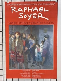 Signed Raphael Soyer Cooper Union 150th anniversary poster. The poster is from 1984 and features