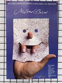 Signed Milton Glaser Cooper Union Anniversary alumni exhibition poster. Poster measures 24" x 36"