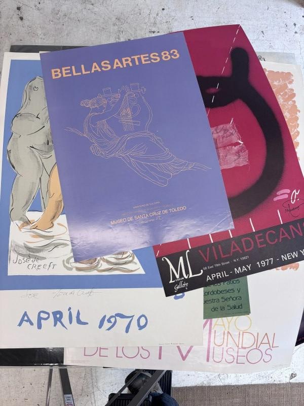 Lot of 8 art posters & prints Jose De Creef, more. Lot includes eight posters or prints in varyingc (1 of 5)
