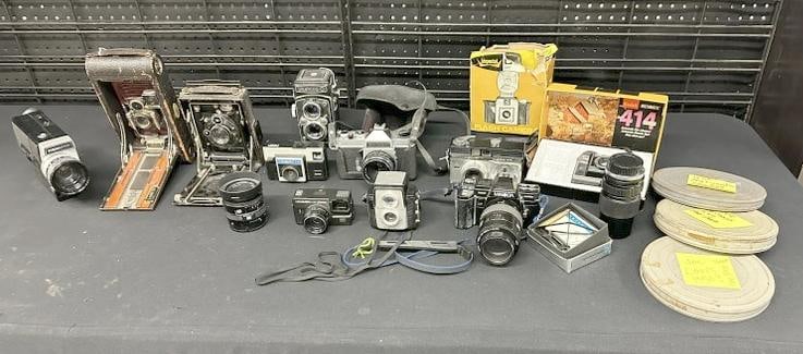 Vintage & contemporary mixed CAMERA lot to include folding cameras, 35 mm, lenses, movie, etc. Good (1 of 9)