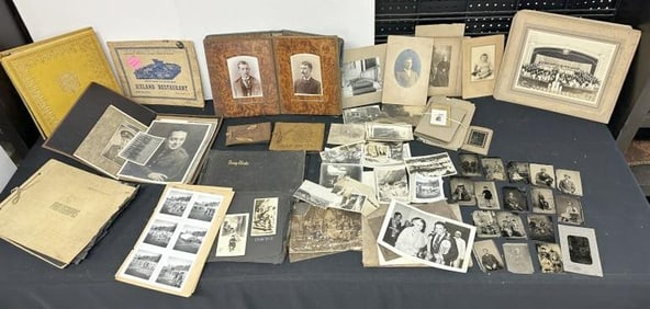 Estate PHOTOGRAPHY lot to include tintypes, cabinet cards in album, albumens, some snap shot albums,