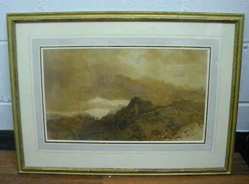 Otto Reinhard Jacobi w/c Landscape 1868 Canadian Artist: Otto Reinhard Jacobi w/c Landscape 1868 Canadian Artist (1812-1901), nicely framed and matted, signed lower left. Measures 13" x 21". Otto Reinhold Jacobi (27 February 1812 in Königsberg – 8 Februa