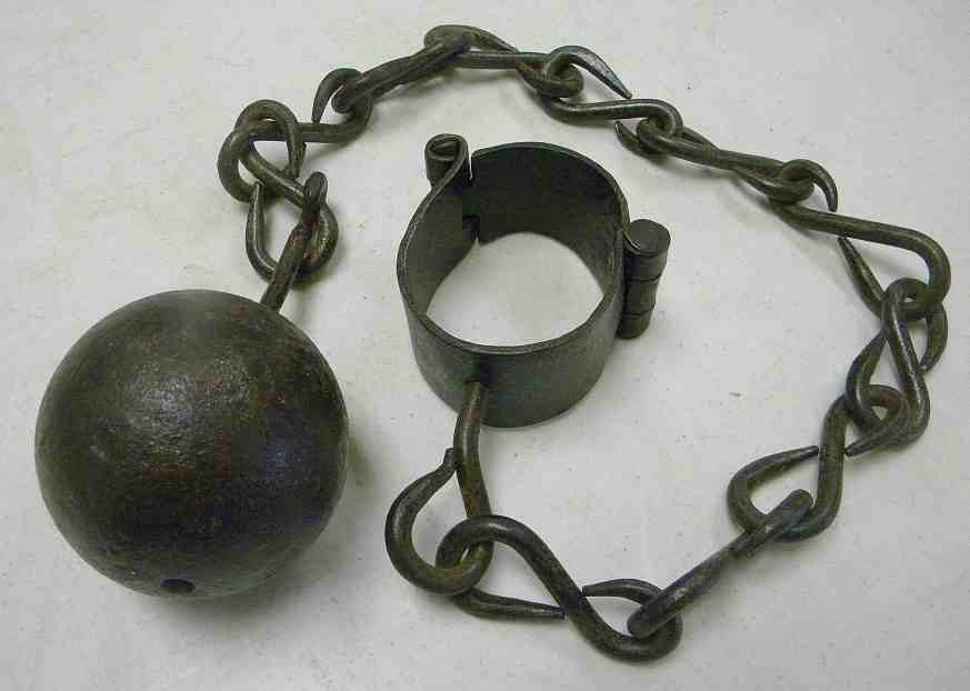 OLD CAST IRON PRISON BALL & CHAIN