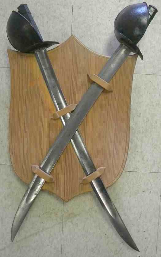 ( 2 ) NAVAL (?) CUTLASS SWORDS CIRCA 1840'S: ( 2 ) NAVAL (?) CUTLASS SWORDS CIRCA 1840'S. One has legible writing on side of blade, which is pictured, on the other sword it is worn, they measure 33" from end to end. Came from the New Paltz, N.Y.