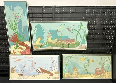 (4) Roland Partos o/c paintings with sea life theme, all in nice condition, (2 ) measure 30.5" x