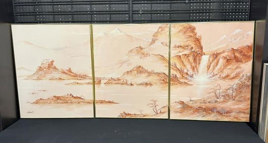 (3) pc. o/c triptych by Roland Partos of China, circa 1970's, nice condition, each canvas measures