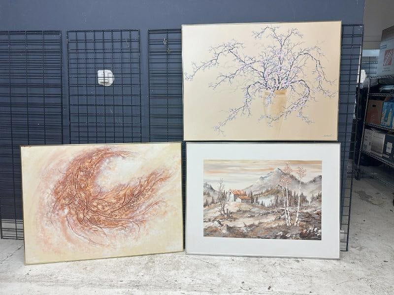 Roland Partos (3) large o/c paintings in nice estate condition, in metal frames. The paintings all: Roland Partos (3) large o/c paintings in nice estate condition, in metal frames. The paintings all measure 36" x 48". Born in Timisoara, Rumania, in 1929. married to his wife Helen since 1959. Roland