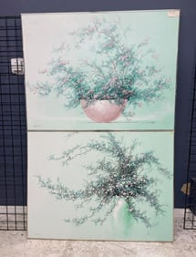 Roland Partos (2) o/c floral still lifes of flowers in bowls, circa 1970's, nice estate condition,