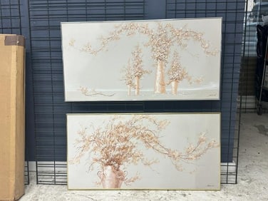 Roland Partos (2) o/c floral still lifes, flowers in vases, both in nice estate condition, in metal
