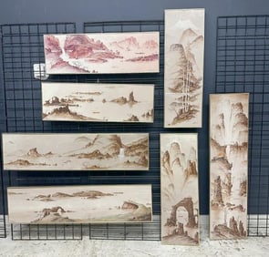 (7) o/b Roland Partos landscapes, all in metal frames, nice esatte condition, to show scale the